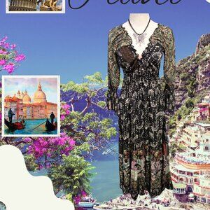 Bohemian Muli-Patterned Bell Sleeve Long Dress